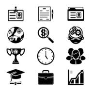 Vector Black Silhouette Business Icons Set