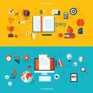 Flat design vector illustration concepts of education and e-learning