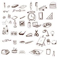 hand drawn Icons set school