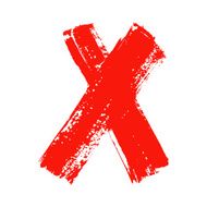 X - Red handwritten letter on white background N18