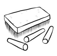 chalks and brush