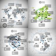 World maps set infographic templates for business design science design