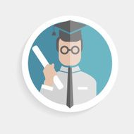 Vector round paper icon successful man