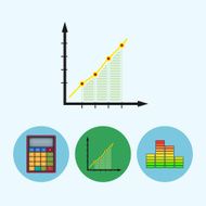 Set icons with calculator indicator diagram infographics chart schedule N2