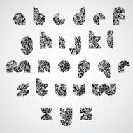 Messy dirty texture covered letters of modern digital shape