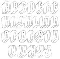 Geometric black and white 3d font made with thin lines