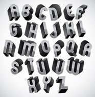 Bold and heavy 3d letters set dimensional vector font N2
