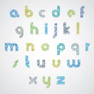Pattern colorful fashionable font lower case letters