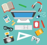 Flat vector workplace icon set
