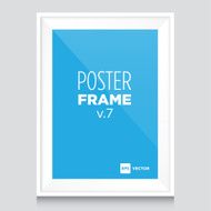 Poster mockup template with white frame