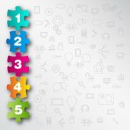 Minimal design puzzle or jigsaw style infographic with shadows