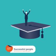 Successful businessman on a mortarboard