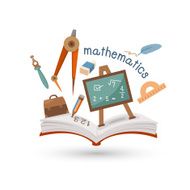 Open book and icons of mathematics vector N2
