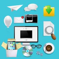 Vector modern icons set business background