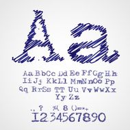 Scribble alphabet drawn with blue pen vector N2