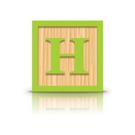 Vector letter H wooden alphabet block N2