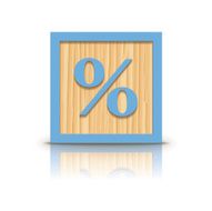 Vector percent sign wooden alphabet block N2