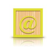Vector at sign wooden alphabet block N2