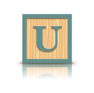 Vector letter U wooden alphabet block N2