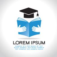 Logo trencher-cap and book in human hands N2