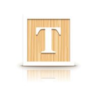 Vector letter T wooden alphabet block