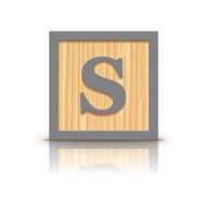 Vector letter S wooden alphabet block