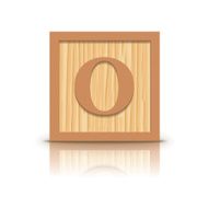 Vector letter O wooden alphabet block