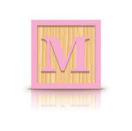 Vector letter M wooden alphabet block N2