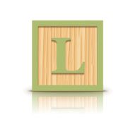 Vector letter L wooden alphabet block N2