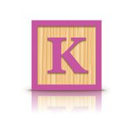 Vector letter K wooden alphabet block N2