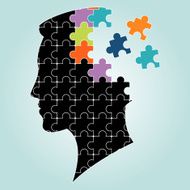 head man puzzles strategy vector illustration