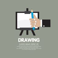 Drawing On Easel With Pencil Vector Illustration