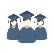 Group of Students In Graduation Gown And Mortarboard Vector Illu N3