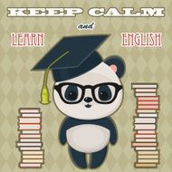 Quote &quot;Keep calm and learn English&quot; with panda