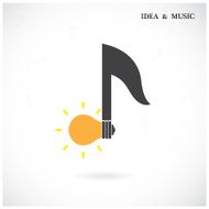 Creative music note sign and light bulb symbol Idea musical symbol