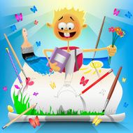 Back To School Card with Smile Boy N2