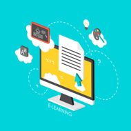 e-learning concept 3d isometric infographic