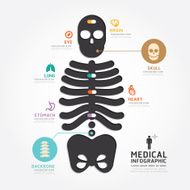 infographics vector medical skull bone design diagram line style