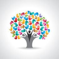 Isolated diversity tree hands illustration