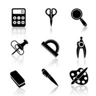 Black School Icons Set