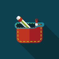 pencil box flat icon with long shadow eps10 N41