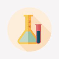 test tube flat icon with long shadow N73