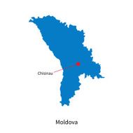 Detailed vector map of Moldova and capital city Chisinau