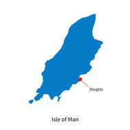 Detailed vector map Isle of Man and capital city Douglas