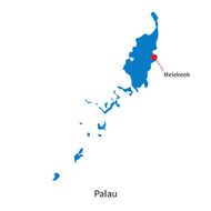 Detailed vector map of Palau and capital city Melekeok