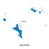 Detailed vector map of Seychelles and capital city Victoria