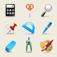 Realistic School Icons Set