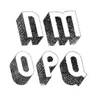 Geometric bold rounded 3d font with hand drawn lines textures