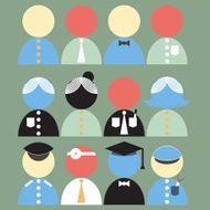 Colorful Male and Female avatars Icons Set Trendy Flat Style