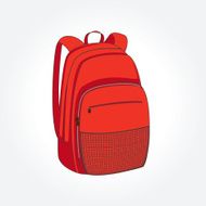 Red Cartoon Backpack On White Background